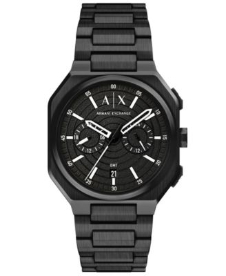 Armani Exchange Men's Quartz Dual Time Black Stainless Steel Watch 40mm