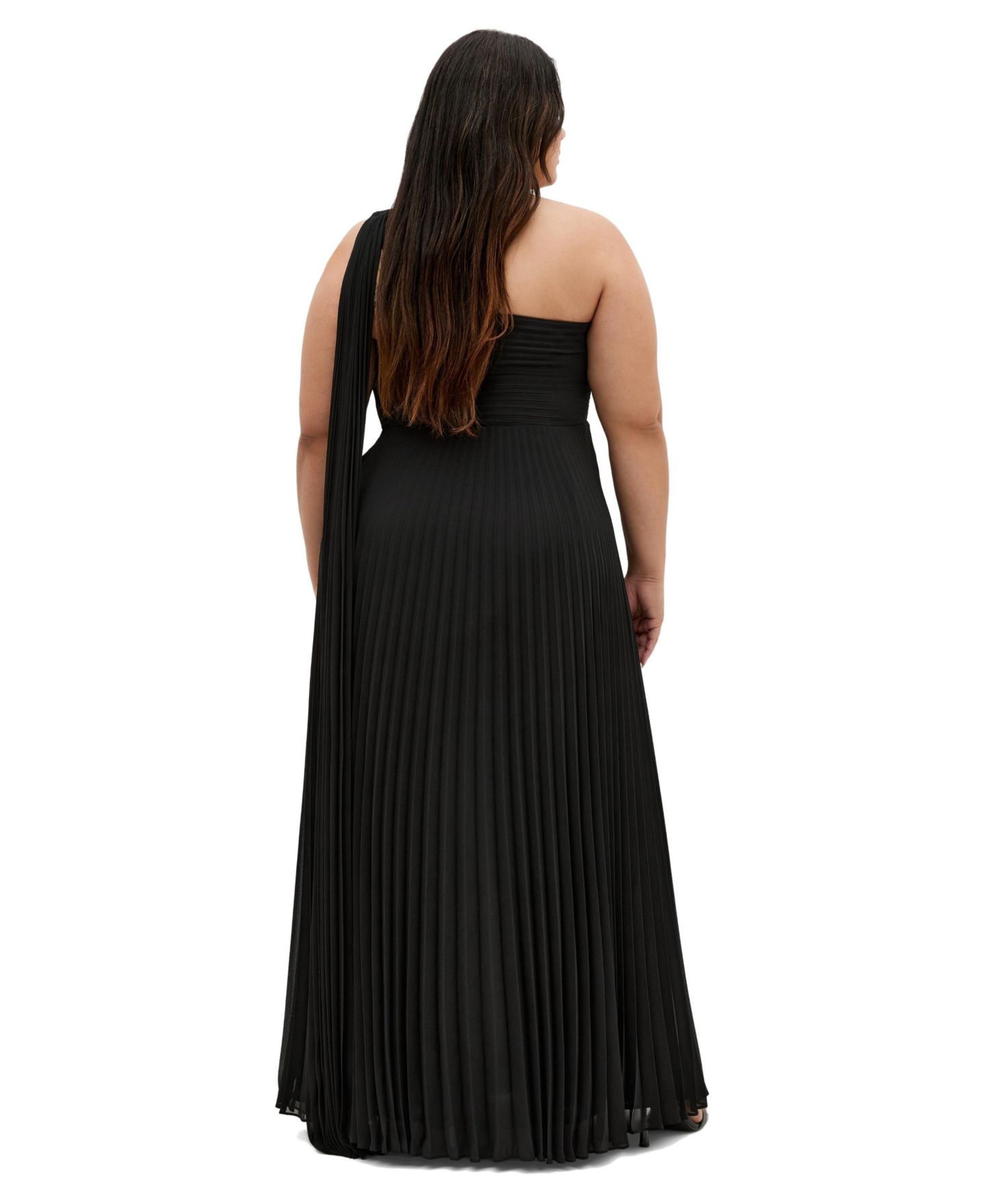 Женское платье CITY CHIC Plus Size Eloura One Shoulder Pleat Maxi, цвет: Чёрный — фото 2