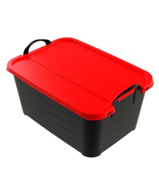 55 Quart Stackable Storage Bin, Heavy Duty Lidded Container, 6 Pack