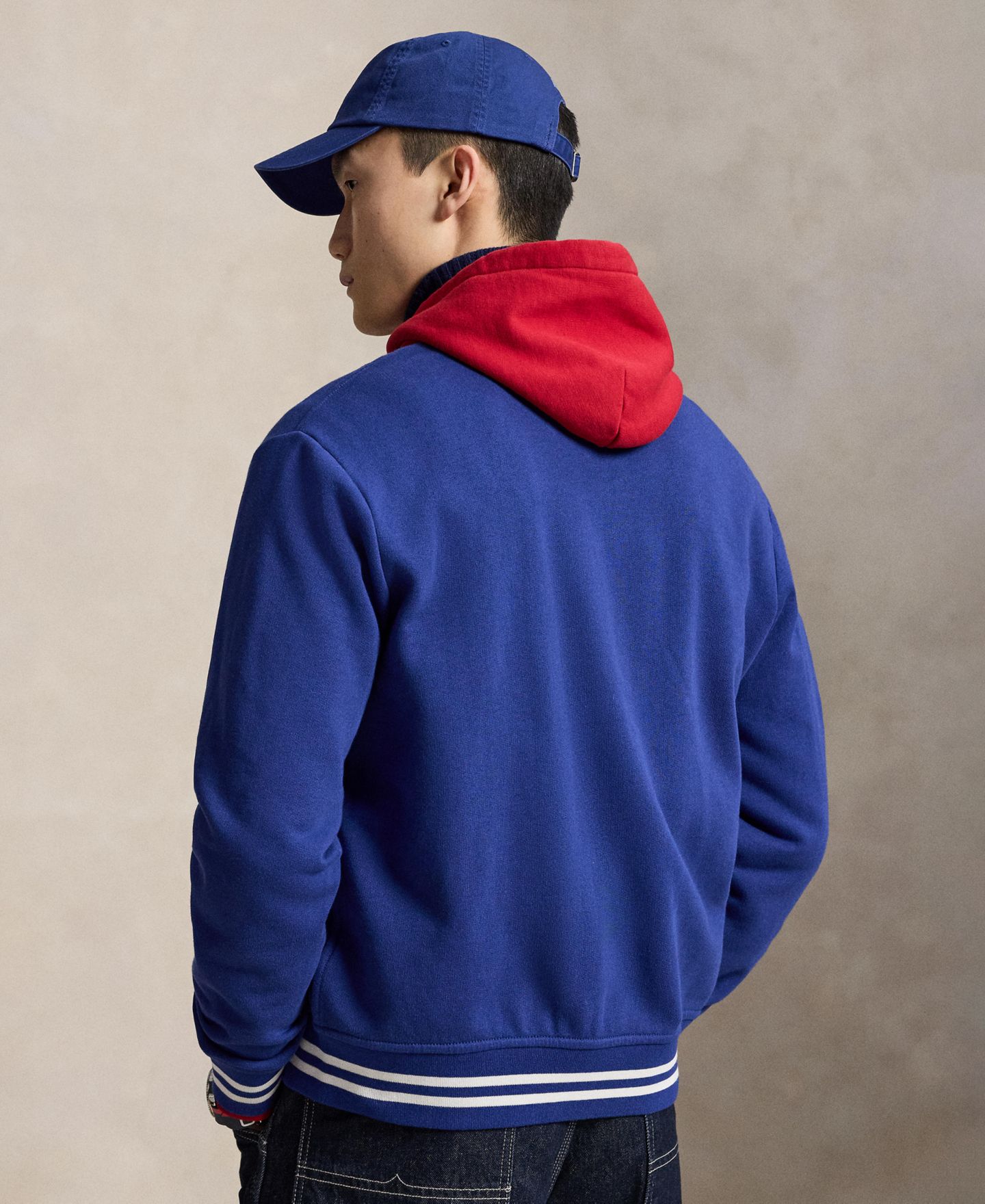 Мужская куртка Polo Ralph Lauren Big Pony Fleece Baseball, цвет: Синий / Белый — фото 4