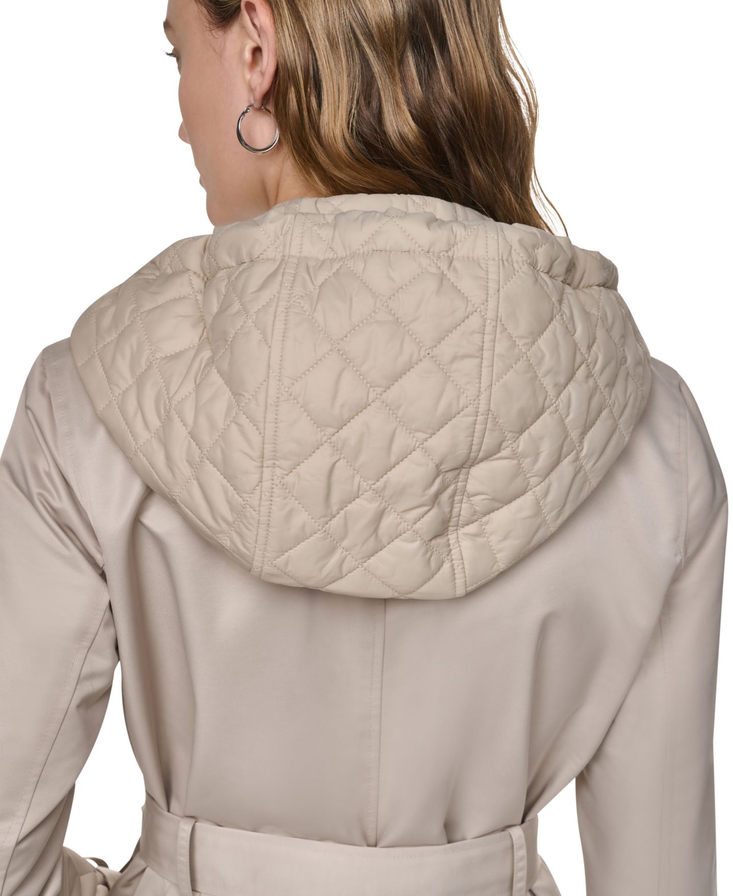 Женское пальто DKNY Quilted Hooded Trench, цвет: Берёзовый — фото 8