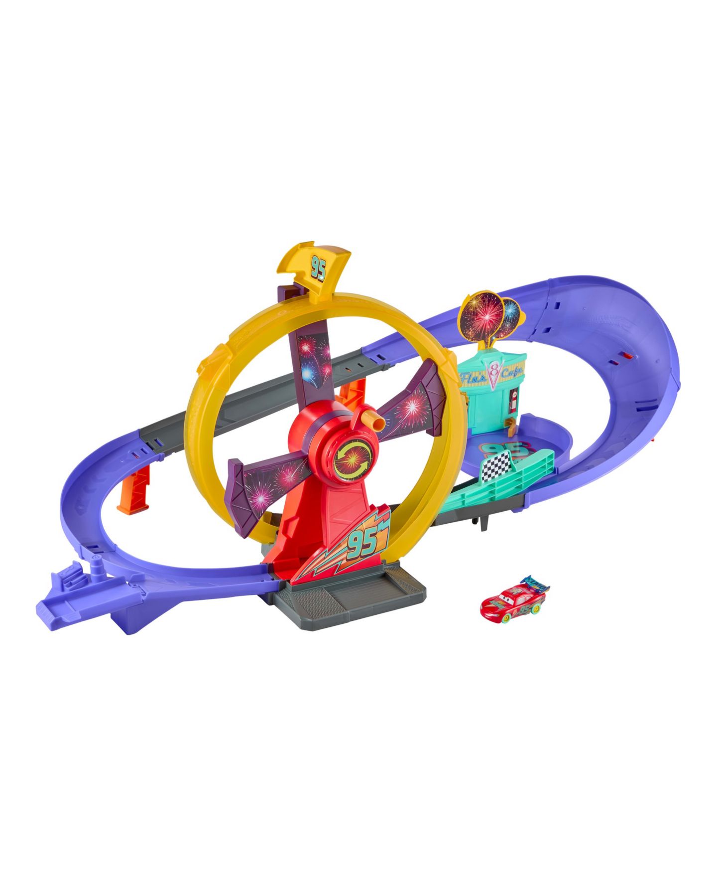 Детский игровой набор Cars Lightning McQueen Light-Up Celebration Raceway 2-Piece Playset, Ages 4+ — фото 1