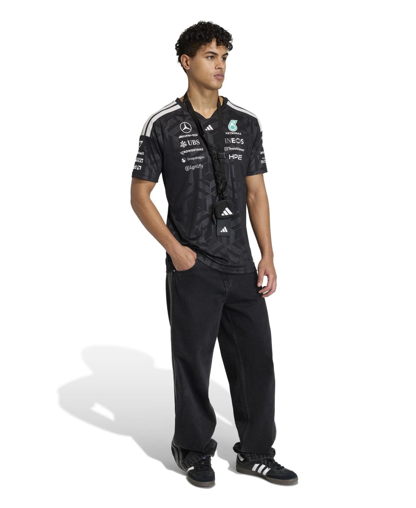 Мужской топ adidas Black Mercedes-AMG Petronas F1 Team 2026 Driver Authentic Jersey — фото 4
