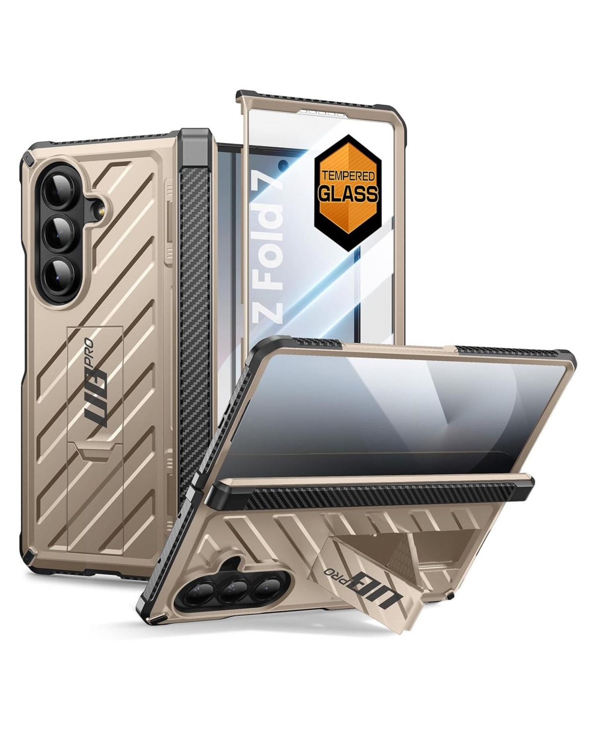 Supcase Unicorn Beetle Pro Rugged Built-in Tempered Glass Screen Protector Case for Samsung Galaxy S24 Ultra - Dark Beige