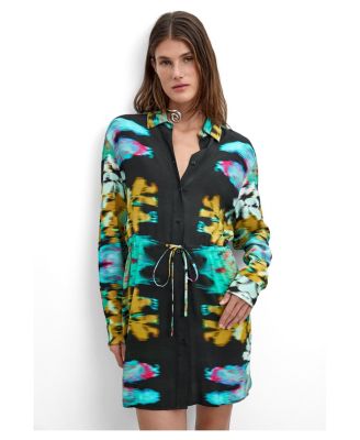Women's M C Lacroix Long Sleeve Floral-Print Mini Dress