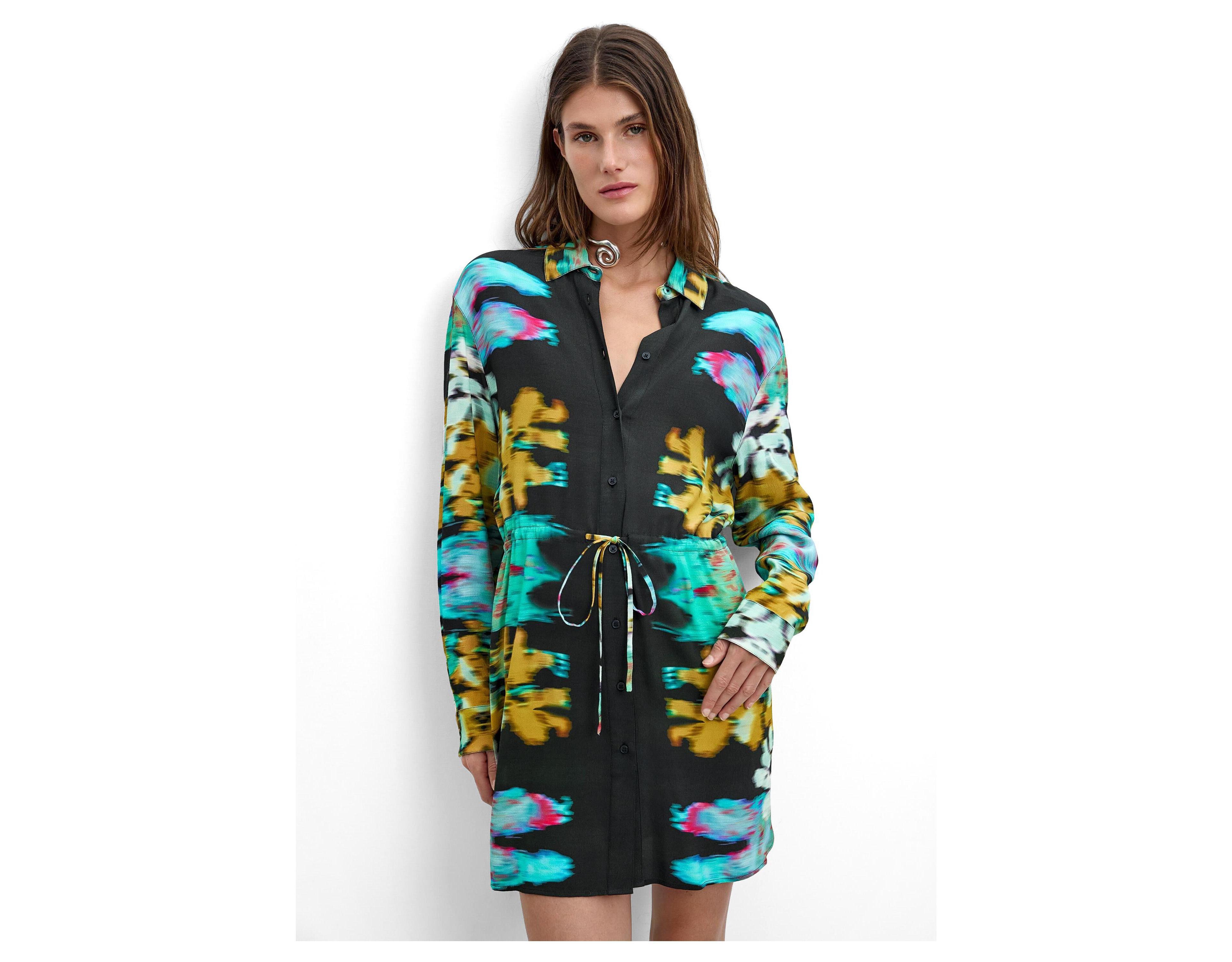 Desigual Women's M C Lacroix Long Sleeve Floral-Print Mini Dress