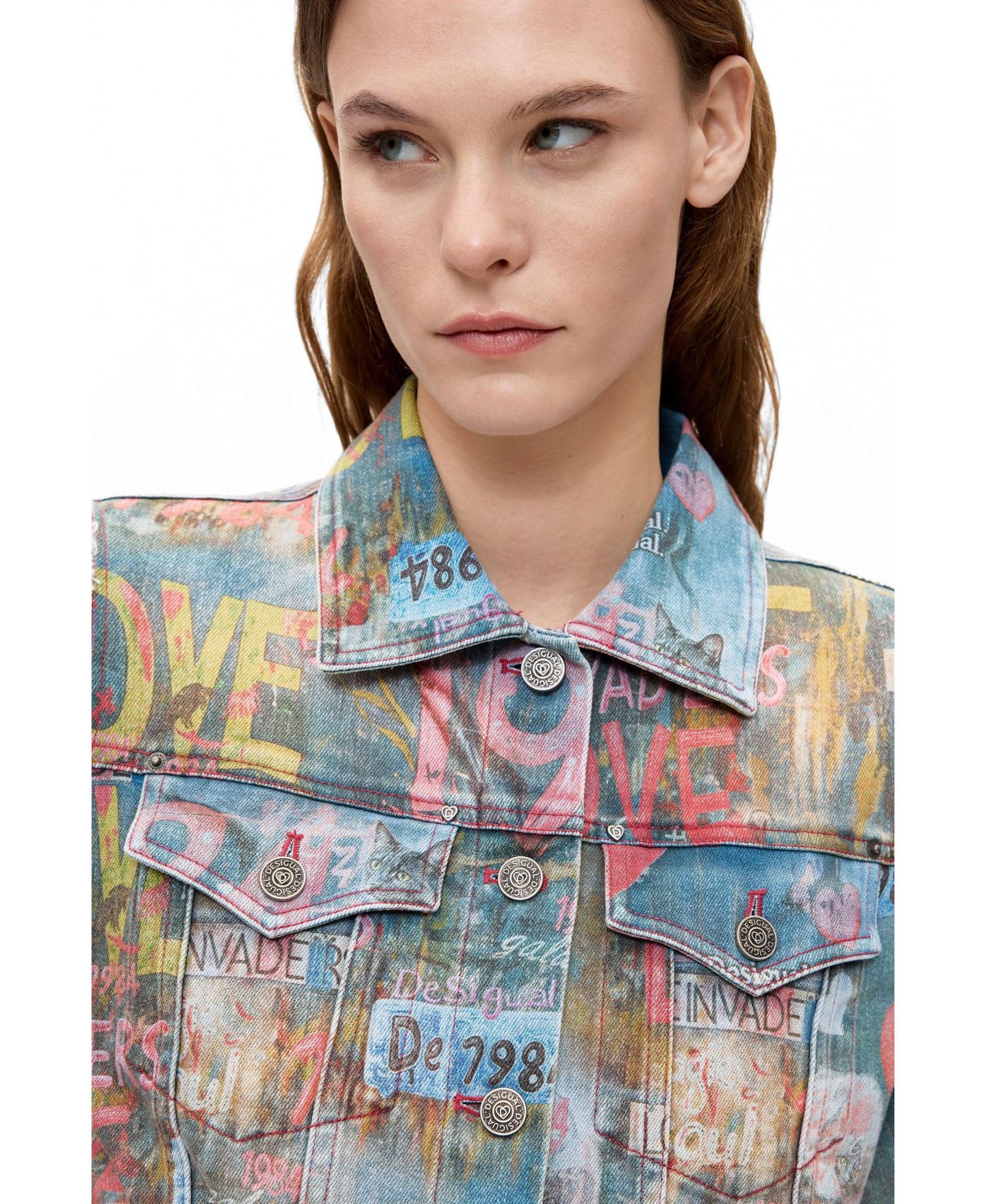 Женская куртка Desigual Printed Short Denim Jacket, цвет: Светлый синий — фото 3