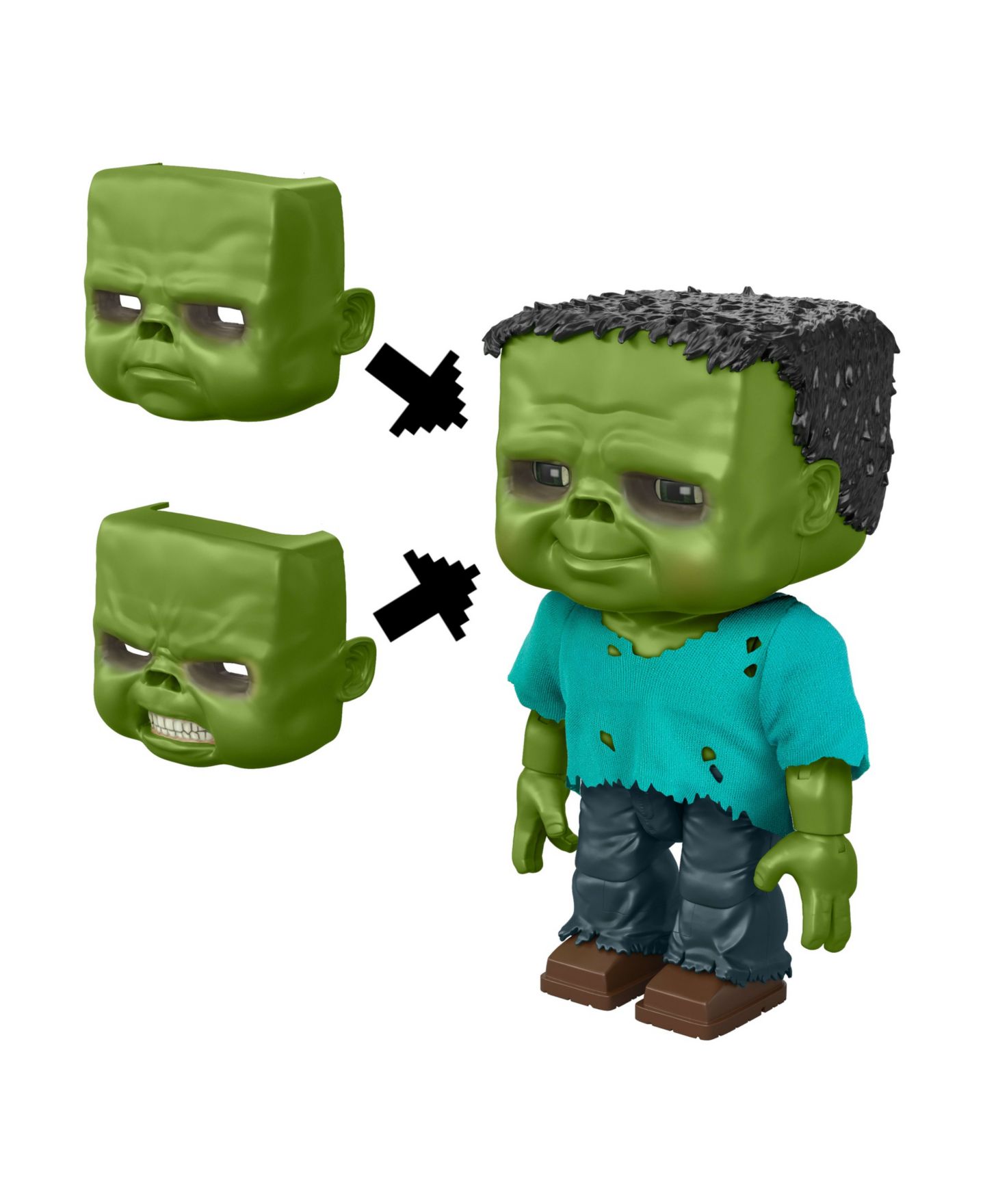 Детские фигурки Minecraft Chicken Jockey 3 Swappable Baby Zombie Faces 2-Piece Action Figure, Ages 6+ — фото 5