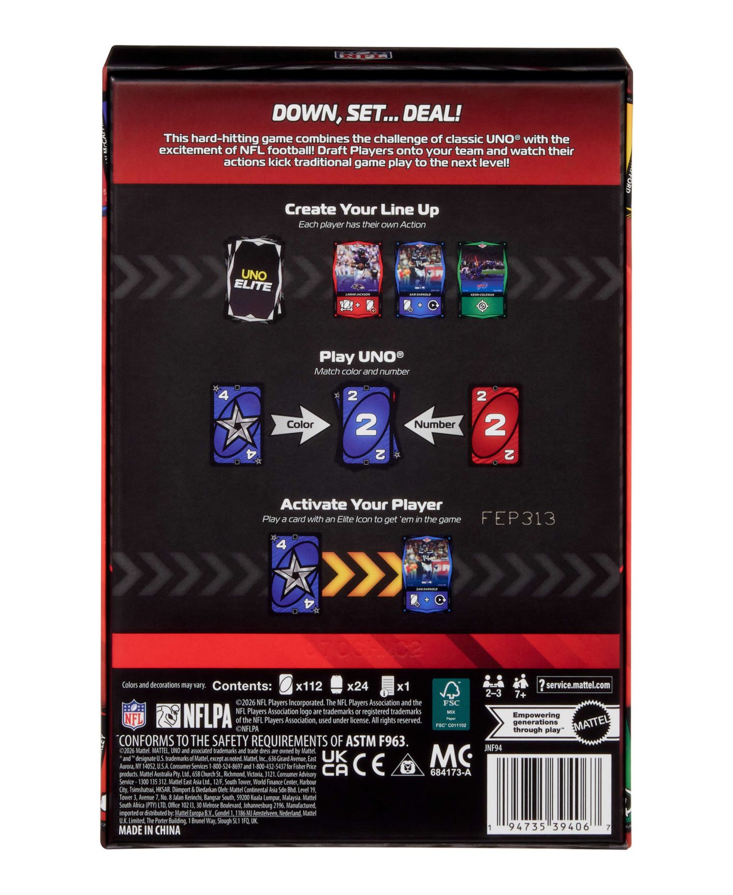 Детские карточные игры Mattel UNO Elite NFL Card Game 2025 Core Edition Starter Set — фото 6