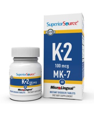 Vitamin K2 MK-7 (Menaquinone-7), 100 mcg, Quick Dissolve MicroLignual Tablets, 60 Count, Healthy Bones and Arteries, Immune and