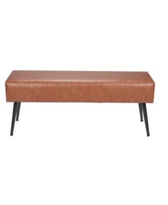 Modern PU Leather Storage Bench with Stitched Design and Metal Frame