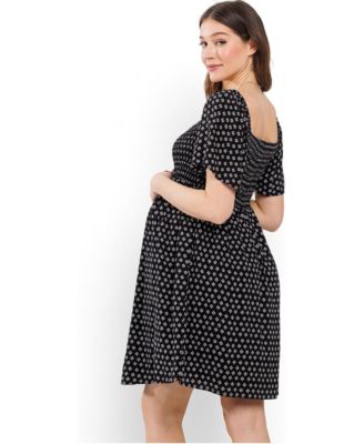 black white maternity dress Smocked Mini Dresses Midi dress