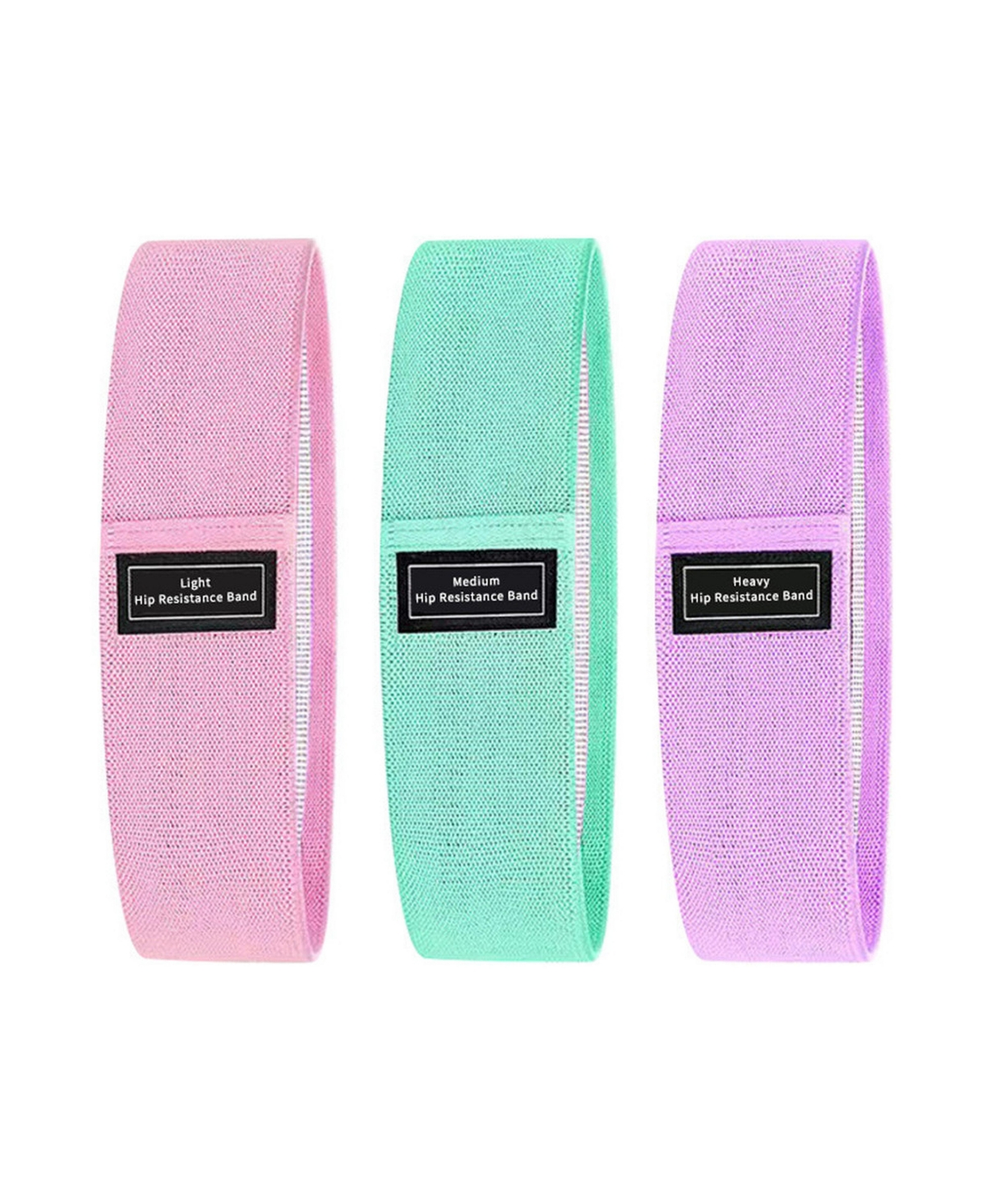 Sevorley 3-Piece Fabric Resistance Bands Set with Carry Bag for Fitness, Yoga, Strength Training - Multi