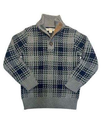 Hope and Henry Boy's Xsmall to Xlarge Organic Mock Neck Intarsia Sweater