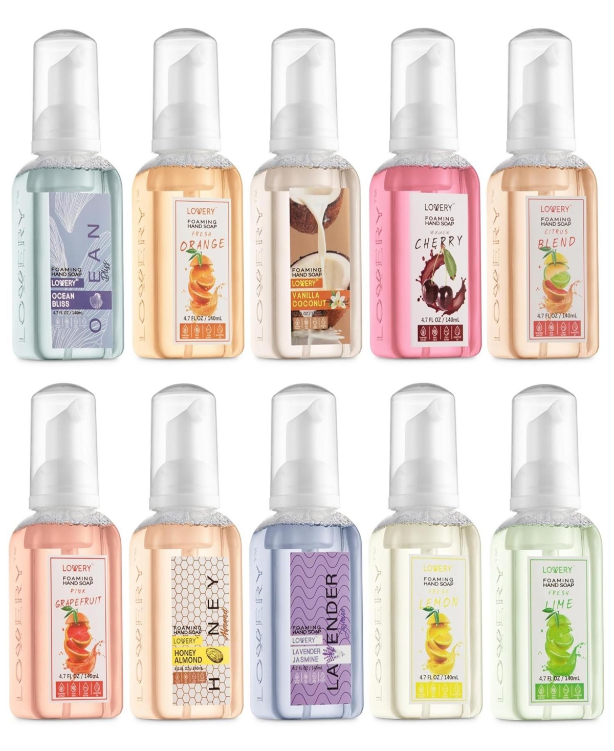 Lovery 10-Piece Hand Foaming Soap - Bath and Body Care Gift Set