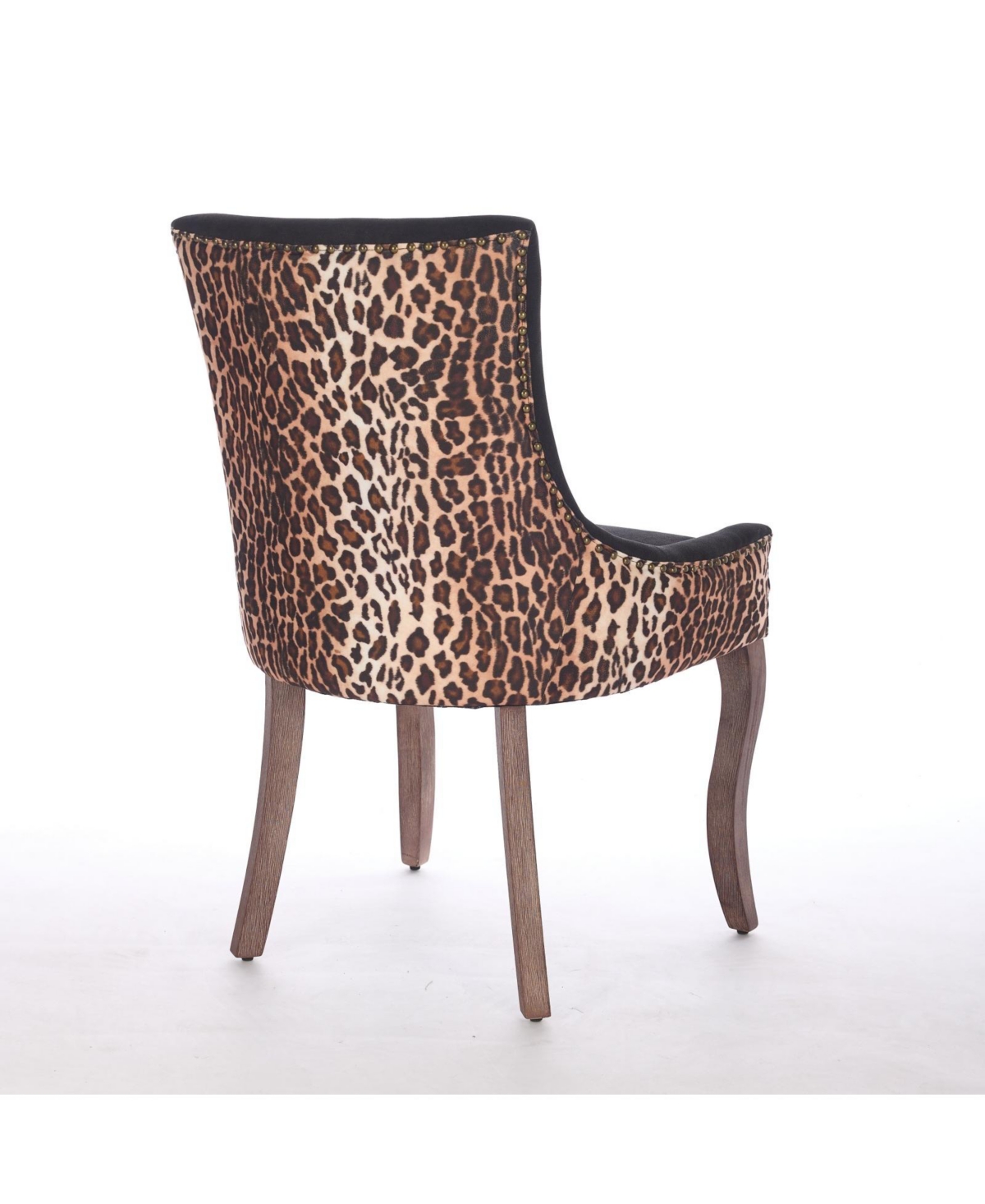 Flynama Set of 2 Fabric Solid Wood Nailhead Trim Mid-Century Dining Chairs