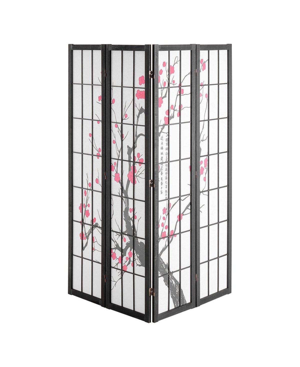 Slickblue 4 Panel Wood Privacy Screen Divider, Portable Folding Partition for Bedroom Home Office Living Room