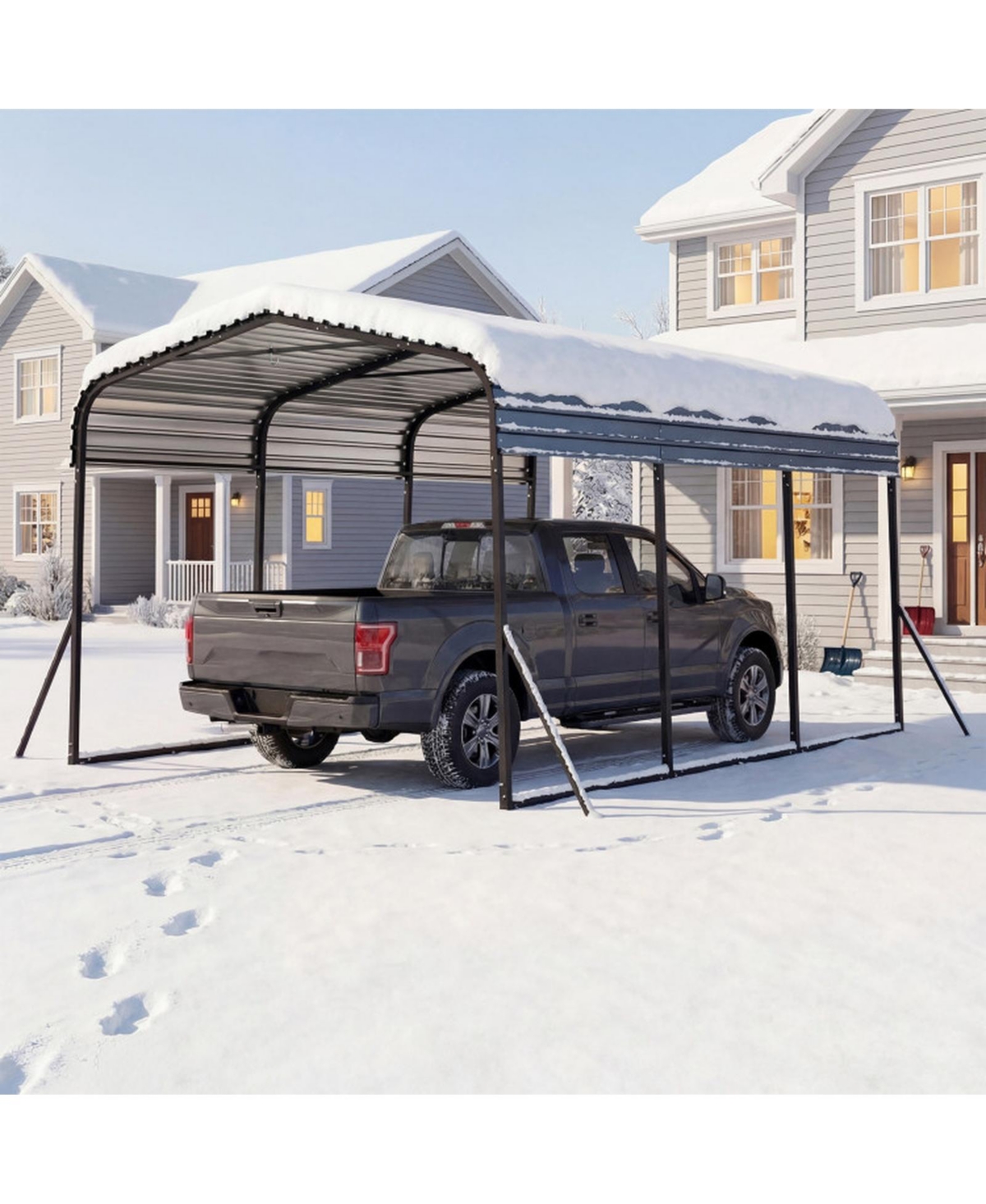 Sugift 10 x 14.5 Ft Heavy-Duty Carport Outdoor Galvanized Steel Garage Shelter with Leak-Proof Roof