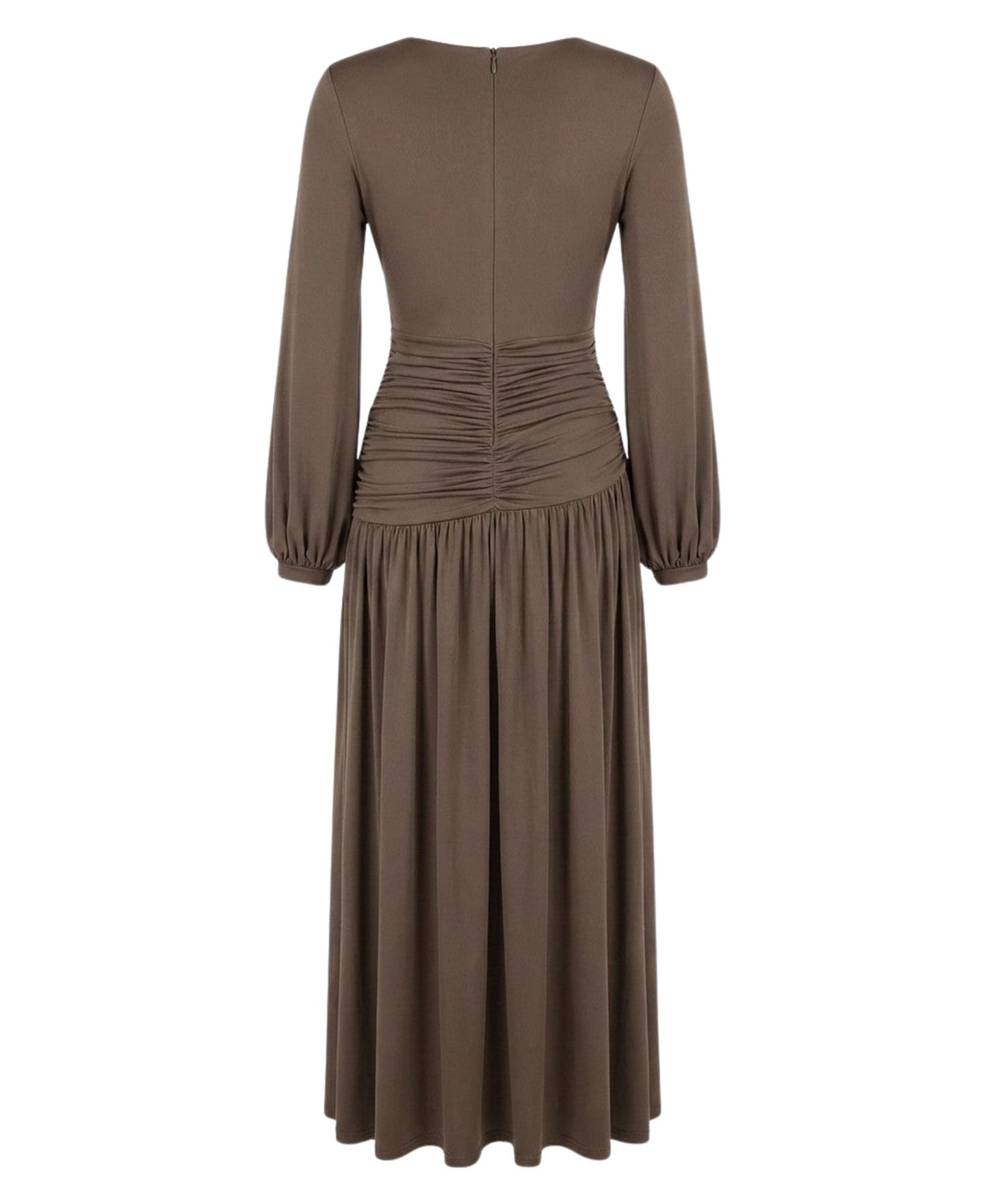 Женское платье Modenaire Ruched Long-Sleeve Cutout Maxi, цвет: Кофейный — фото 7