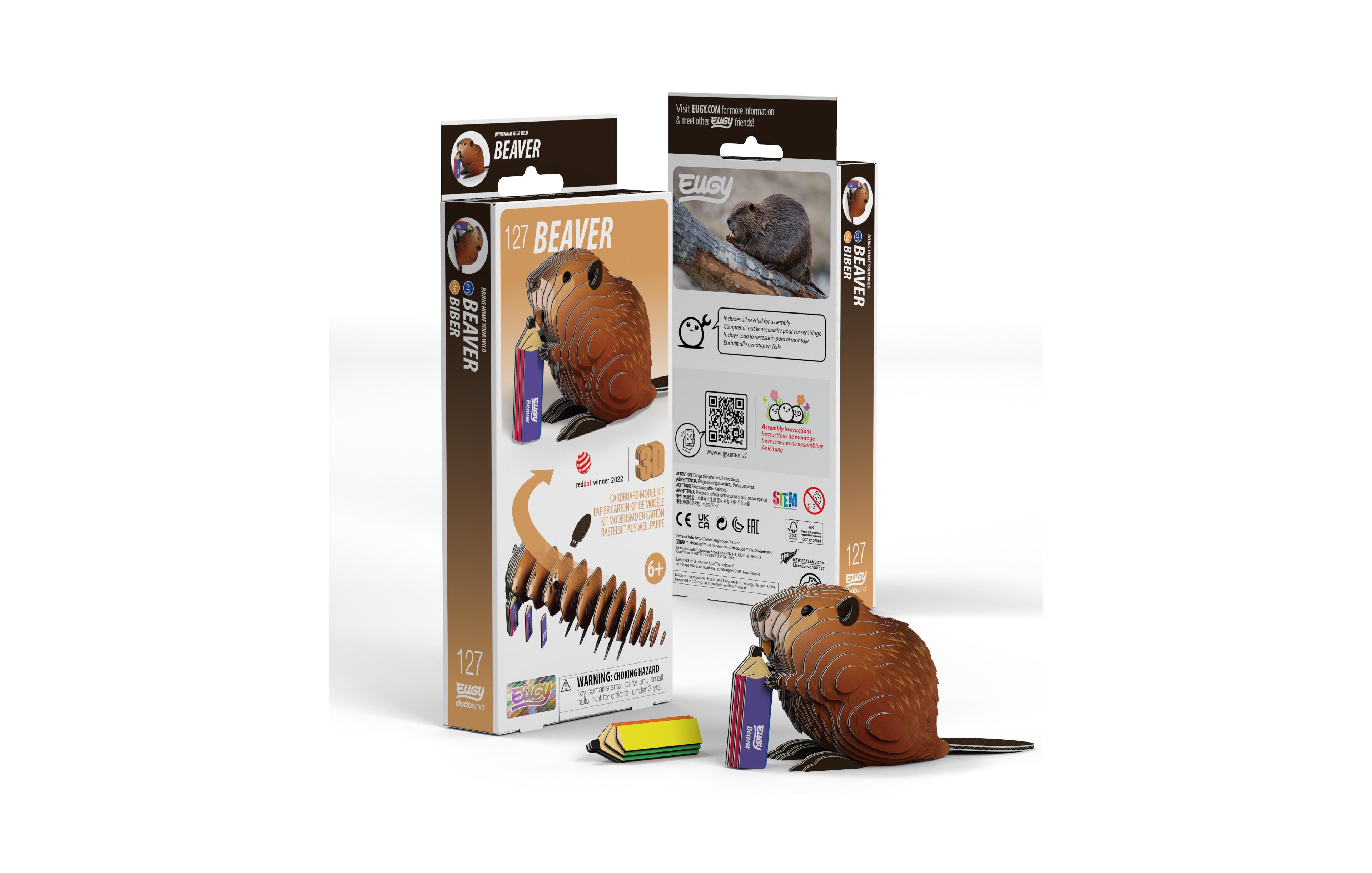 Eugy Beaver 3D Puzzle, Ages 6+