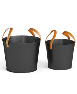 2-Piece Metal Ash Bucket Set with 11.5 Gal and 8.5 Gal Buckets for Fireplace and Fire Pit