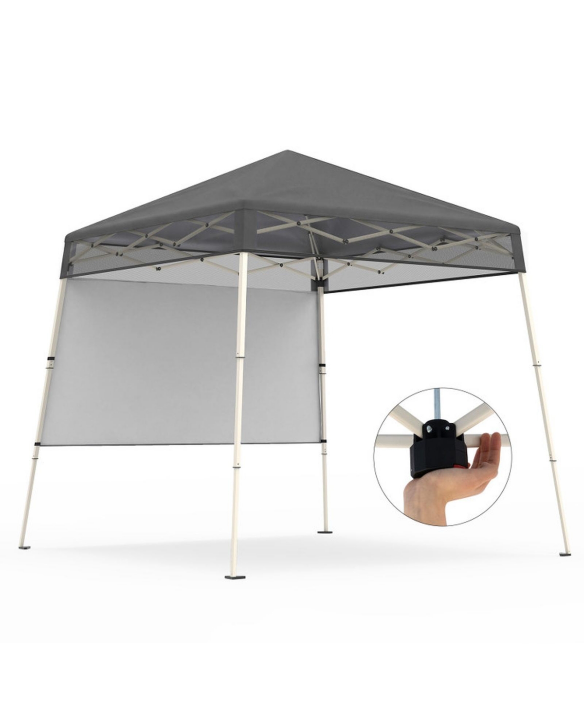 Sugift 7 x 7 Ft Pop-Up Canopy Tent with 1 Push Center Lock for Sports Picnic Camping - Grey