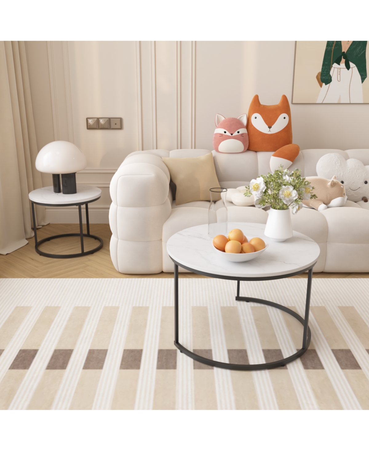 flynama Set of 2 Round Nesting Coffee Tables
