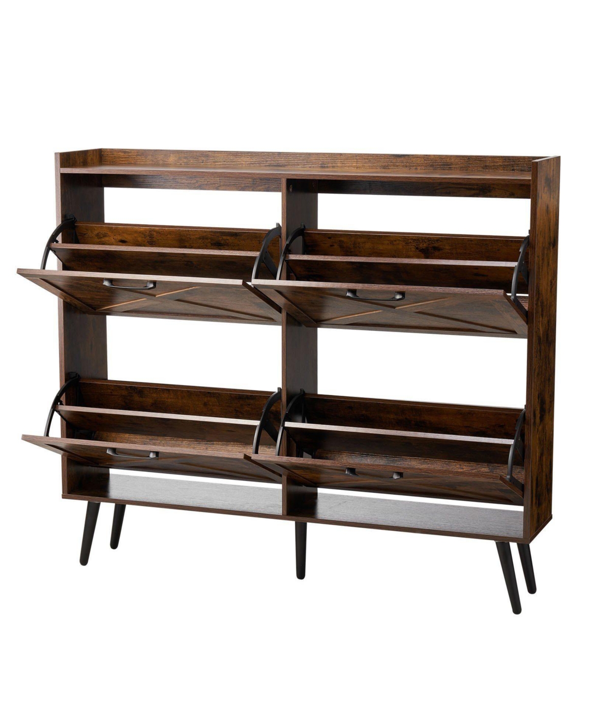 Slickblue Wooden Shoe Storage Cabinet with 4 Flip Drawers, Space-Saving Organizer for Home Entryway