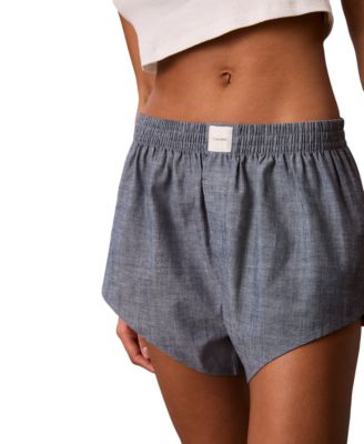 Women's High-Rise Pull-On Chambray Shorts, 3" Inseam
