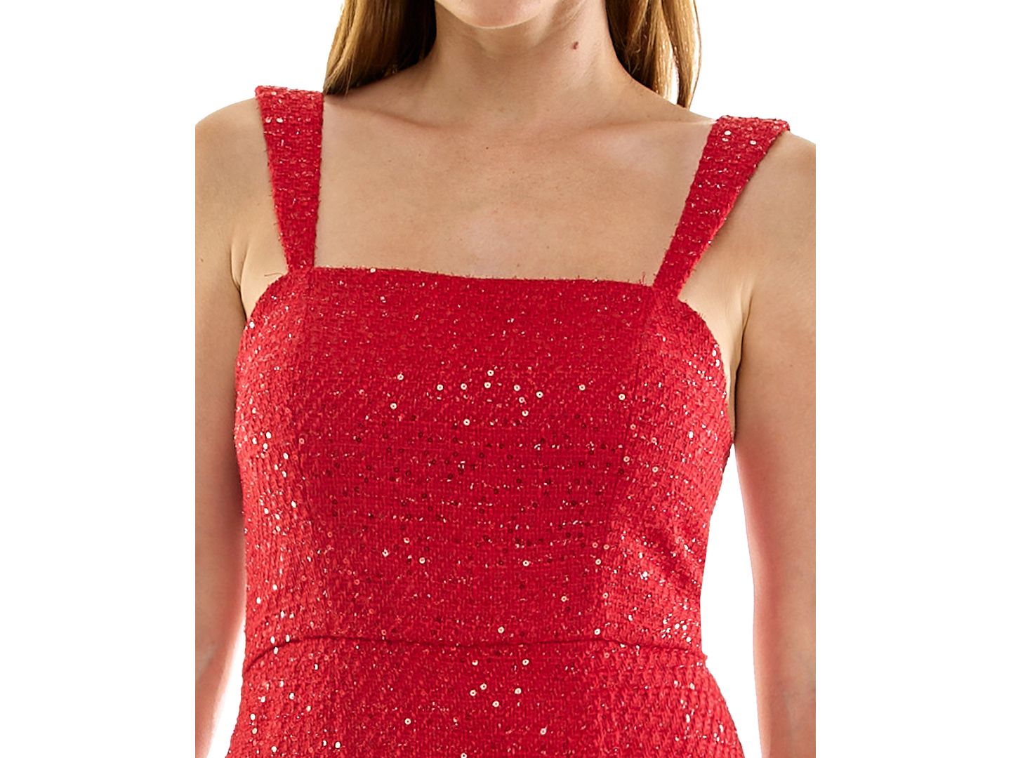 Женский комбинезон Rare Juniors' Boucle Sequin Square Neck, цвет: Красный — фото 3