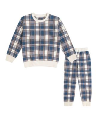 Baby Boys Navy Plaid Sweatshirt and Jogger Set