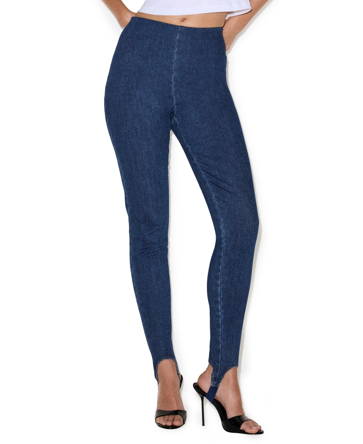 Steve Madden Women's Rockaway High-waist Skinny Stirrup Denim Leggings In French Blue