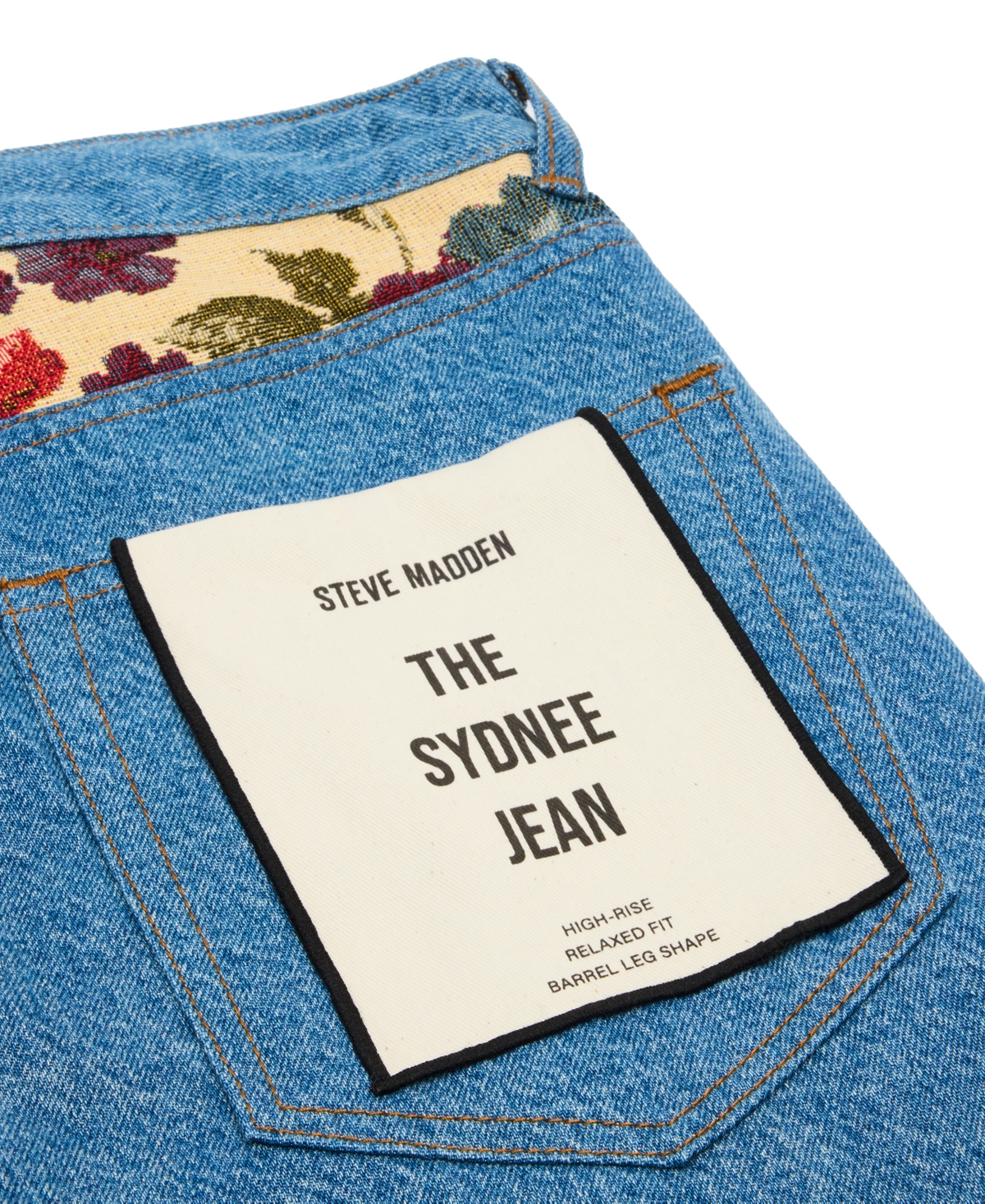 Steve Madden Women's The Sydnee Floral Non-Stretch Wide-Leg Jeans