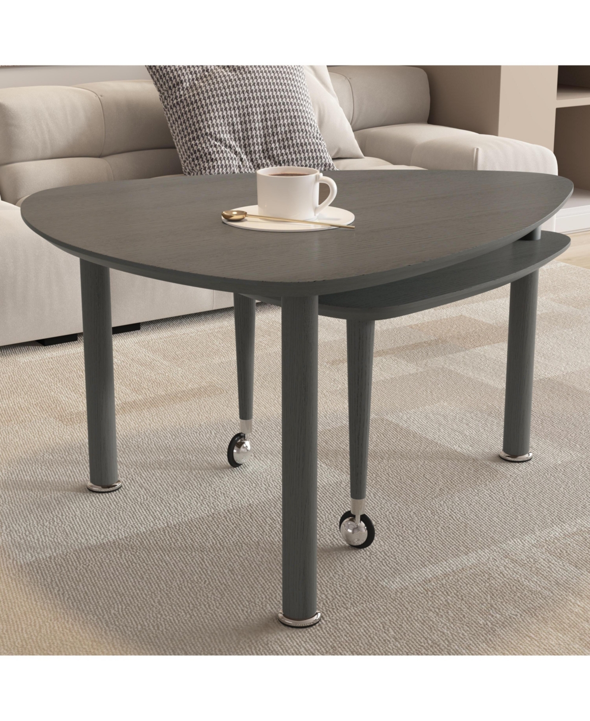 Flynama 360degree(s) Rotatable Coffee Table, Oak Veneer