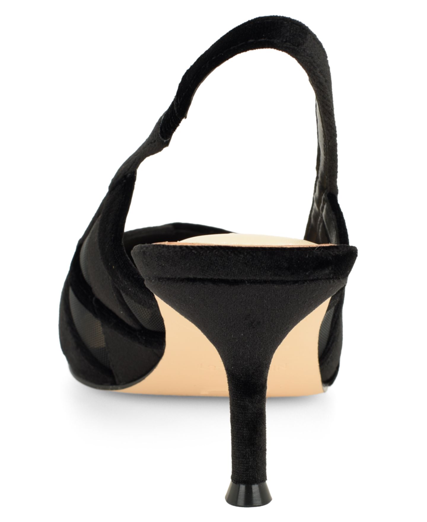 Женские туфли Nine West Ellite Sheer Lattice Slingback Pumps, цвет: Чёрный бархатный — фото 3