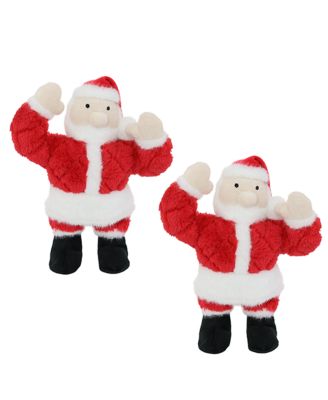 Holiday Santa 2 Pack, Durable Plush Squeaky Dog Toy