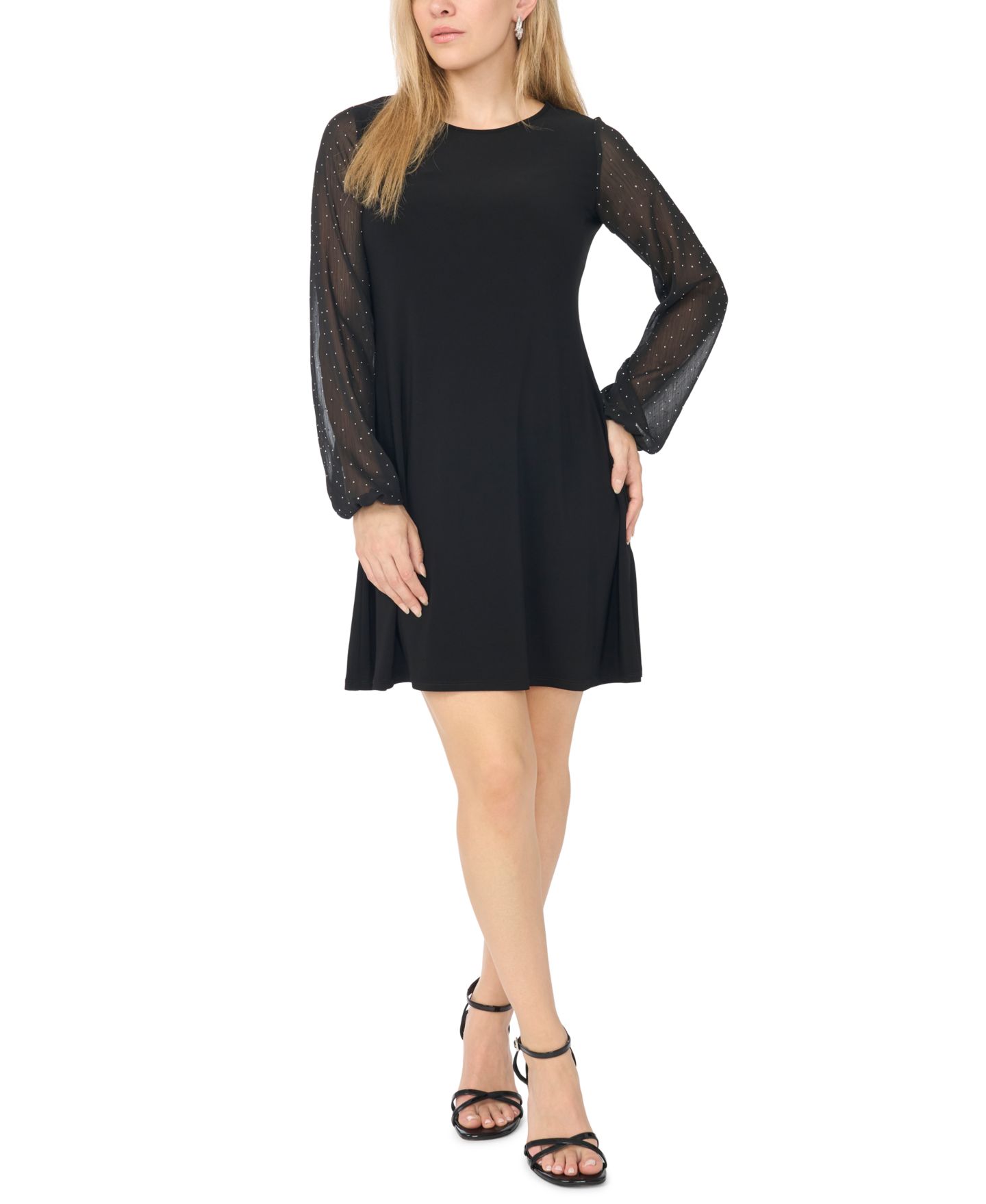 Женское платье MSK Petite Long-Sleeve Little Black, цвет: Чёрный — фото 1