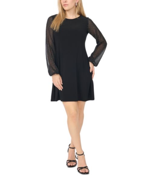 Женское платье MSK Petite Long-Sleeve Little Black, цвет: Чёрный