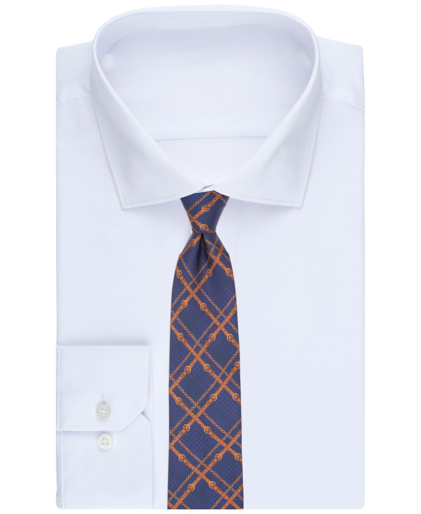 Мужской галстук Club Room Saddlecrest Plaid Print Classic Tie, цвет: Тёмно-синий — фото 3