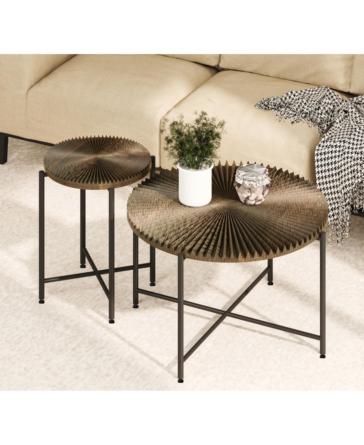 Flynama 2-Piece Radial Pattern Cylindrical Table Set