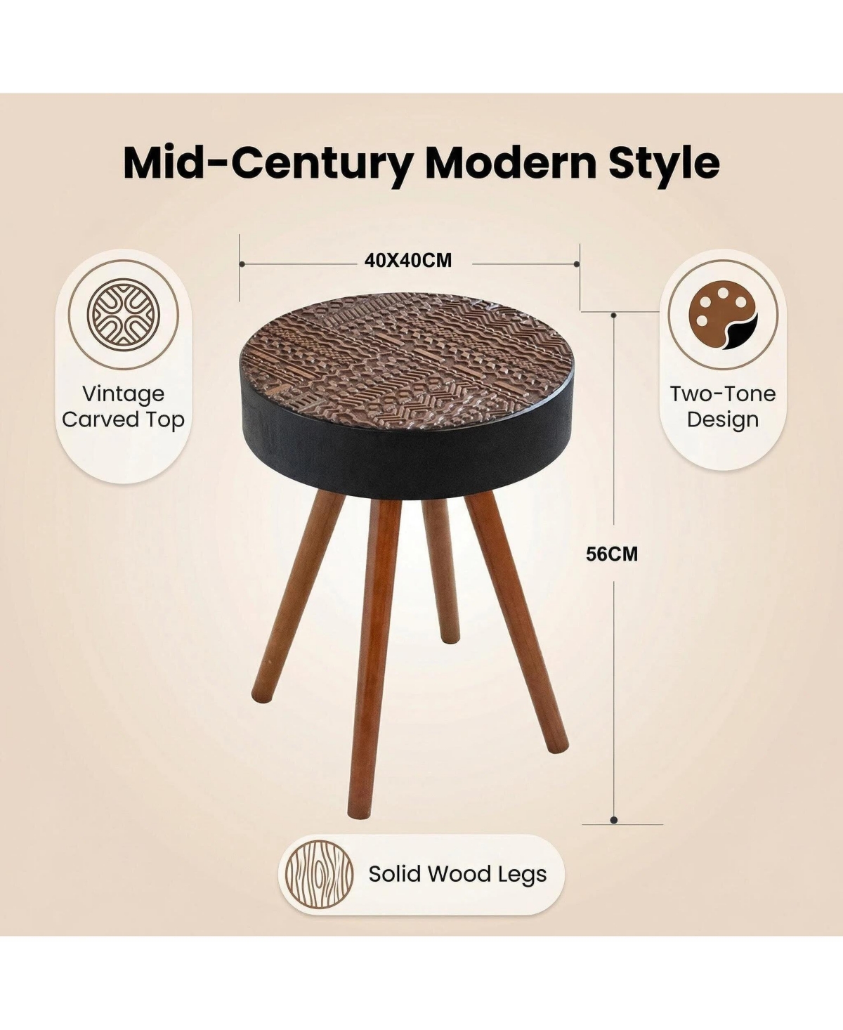 flynama 15.7" Mini Round Wooden Side Table