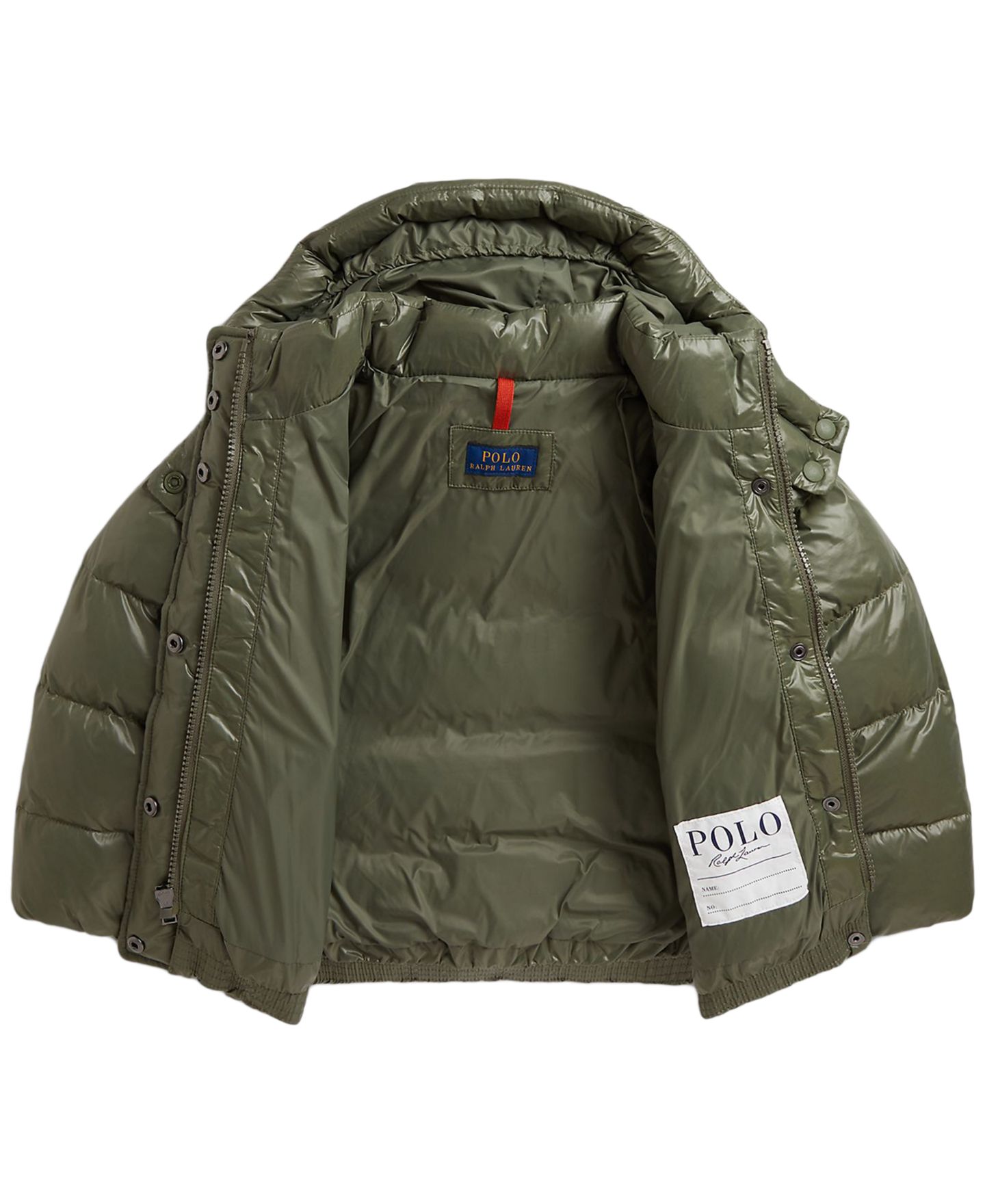 Куртка Polo Ralph Lauren Glossy Down Hooded Jacket для девочек, цвет: Оливковый — фото 6