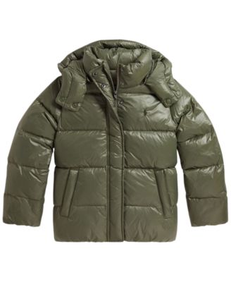 Girls' 7-16 Glossy Down Hooded Jacket