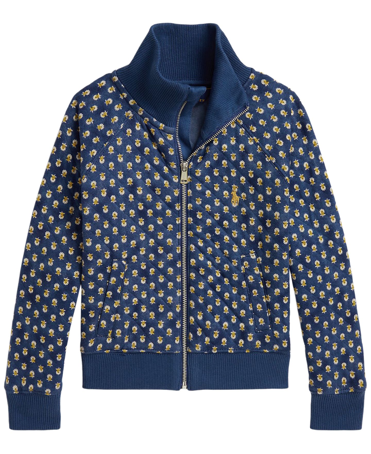 Куртка Polo Ralph Lauren Floral Quilted Double-Knit Full-Zip Jacket для девочек, цвет: Preppy Woodblock — фото 1