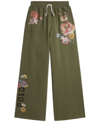 Girls' 7-16 Floral Wide-Leg Fleece Sweatpants