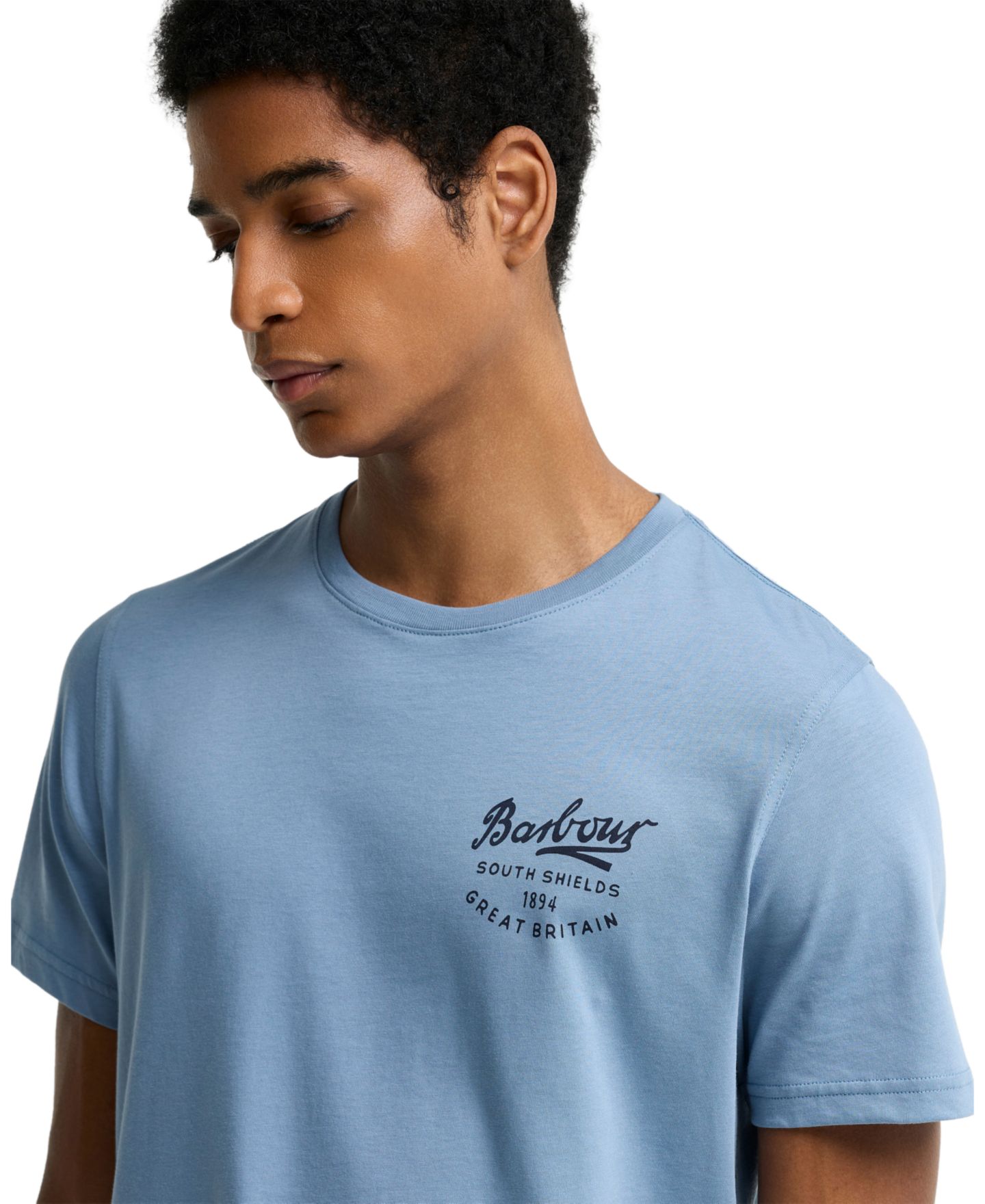 Мужская футболка Barbour Crewneck Script Logo, цвет: Синий — фото 3