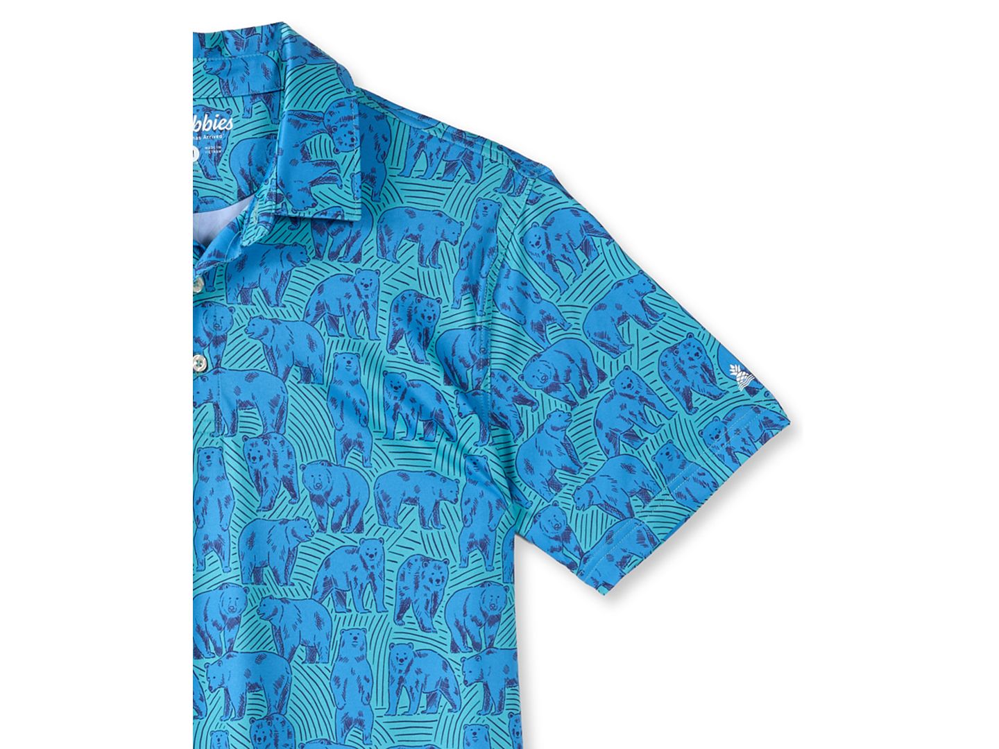 Мужская рубашка Chubbies Bear With Me Regular-Fit Polo Shirt, цвет: Бирюзовый / Аквамариновый — фото 2