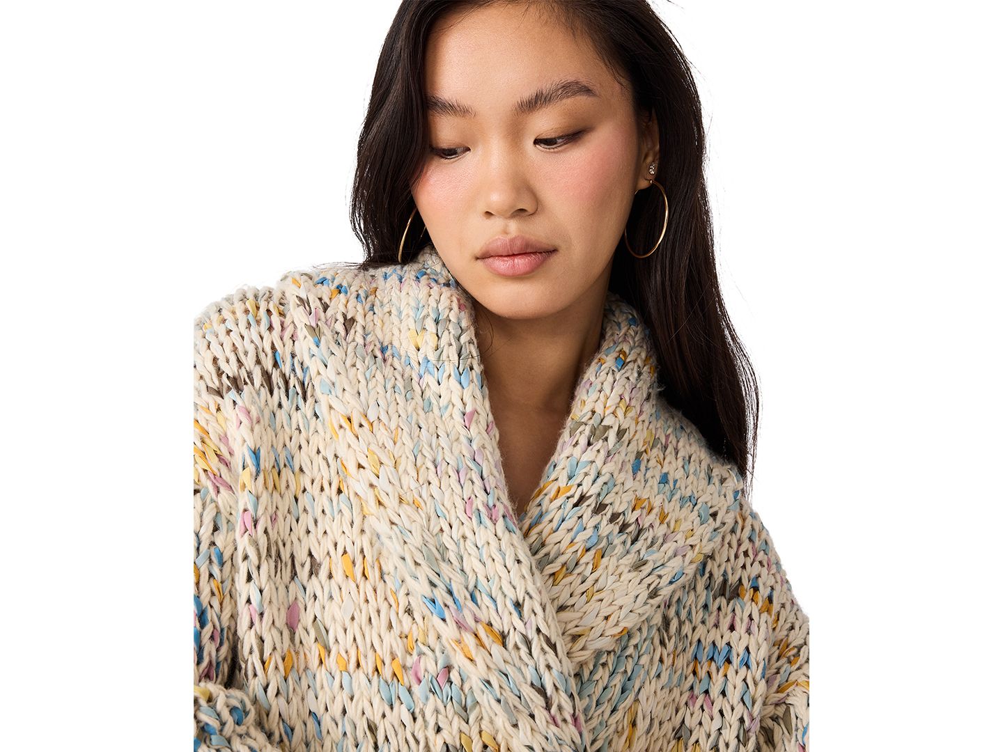Женский кардиган Steve Madden Enid Shawl-Collar Open-Front Space-Dyed Cardigan, цвет: Разноцветный — фото 4