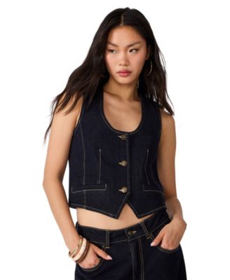 Women's Fontana Denim Scoop-Neck Cropped Vest