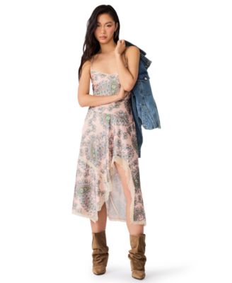 Women's Kamrynn High-Low Paisley-Print Lace-Trim Dress